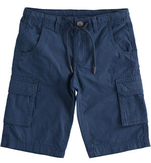 Pantalone corto modello cargo 100% cotone per bambino BLU