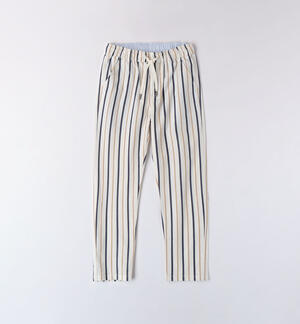 Boys' striped trousers BEIGE