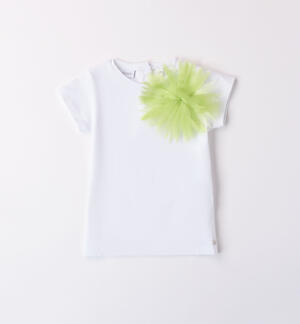 Girls' T-shirt with flower GREEN