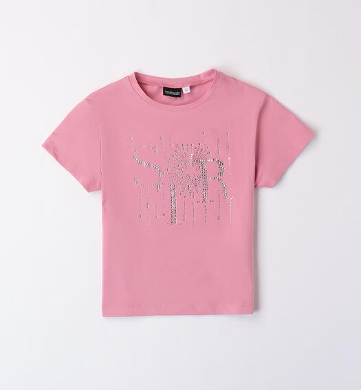 T-shirt con strass per ragazza ROSA-2742