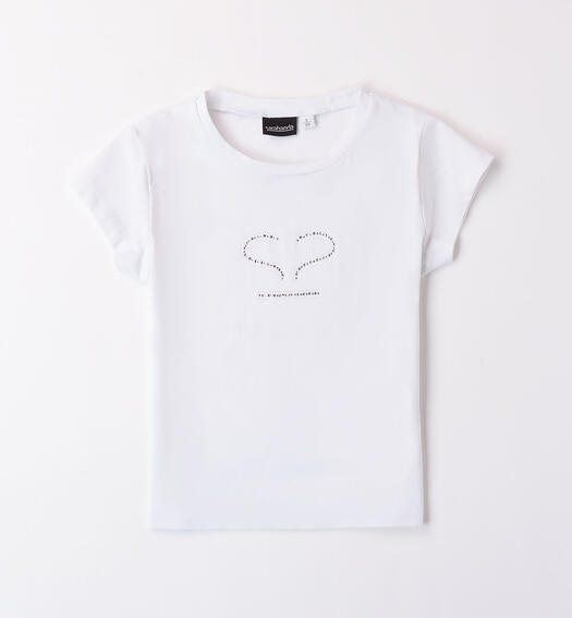 T-shirt per ragazza tinta unita BIANCO-0113
